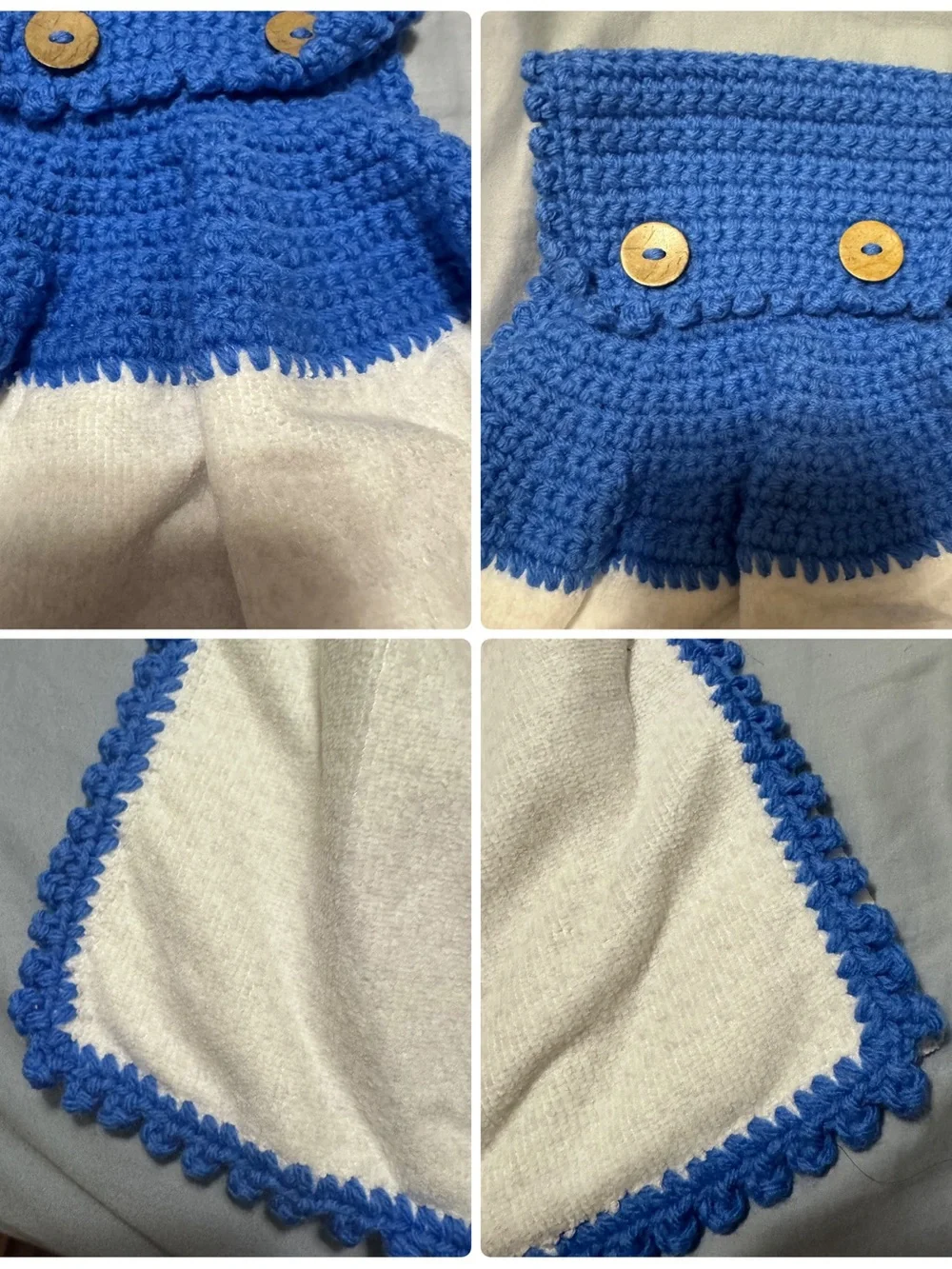Handmade Crochet Hanging Kitchen Towel Chinoiserie Blue White Roses